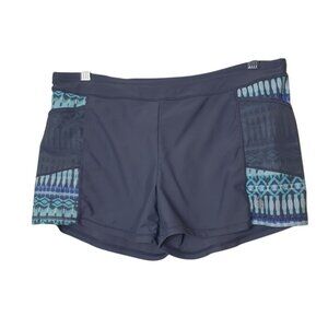 Free Country Womens Swim Shorts M Dark Gray Blue Side Pockets Lined